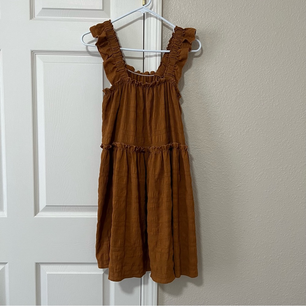 SHEIN Mustard Ruffled Sleeveless Dress - XS